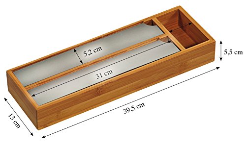 Kesper Folienspender für Die Schublade Dispensador de Papel para cajón (bambú, 39,5 x 5,5 x 13 cm), Metal, marrón, 39.5 x 5.5 x 13 cm