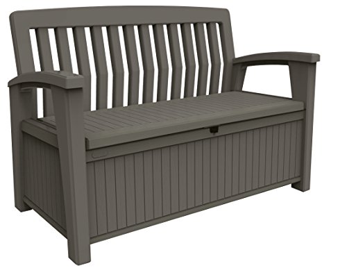 Keter Patio Bench - Banco Arcón Exterior, Capacidad 265 L, Color Topo