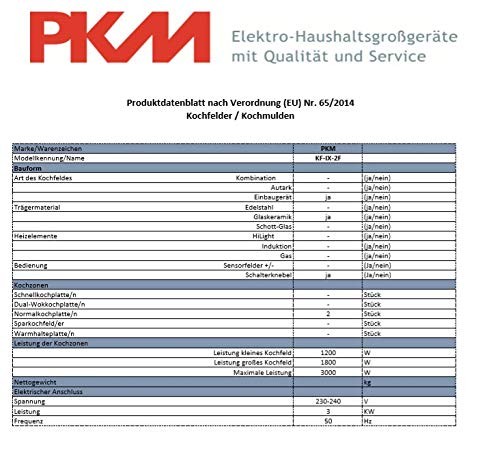 Kf de IX de 2 F vitrocerámica Acero Inoxidable Autark 2 Doble hobs 230 V