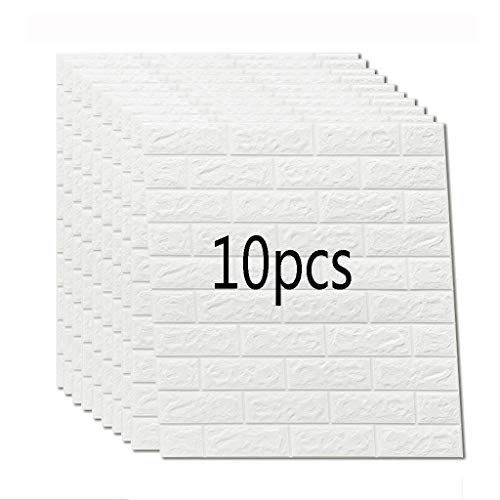 K&F-qianzhi 10PCS 70X77cm Papel Pintado De Ladrillo Blanco, Panel De Pared 3D Ladrillo PE Espuma DIY Pegatinas De Pared Papel Pintado Autoadhesivo