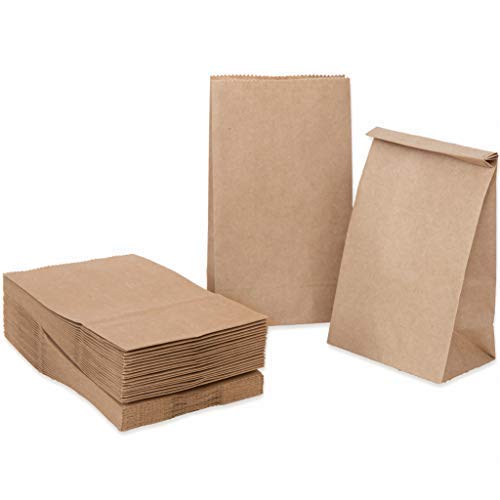 kgpack 100x Bolsas de Papel Kraft DIY 14 x 26 x 8 cm | Bolsas de Papel Kraft para niños | Calendario de adviento | Bolsa de Regalo de Fondo Plano | Bolsa de Papel de Alimentos