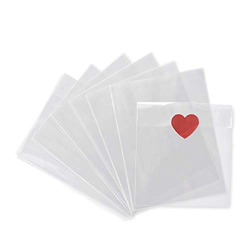 kgpack 100x Bolsas de plástico de celofán Transparente con Pegatinas Corazón 15 x 20 cmBolsitas de Bolsas de plástico para Galletas Galletas Dulces Tortas de Dulces Magdalenas de Chocolate Piruletas