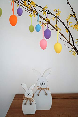 khevga Conejito Decorativo Conejo de Pascua de Madera Juego de 2 en Blanco