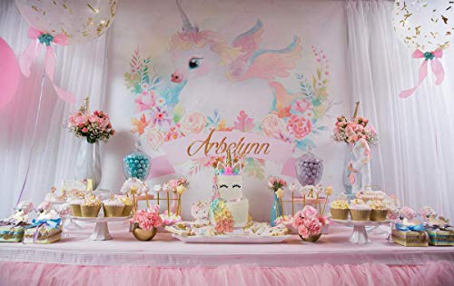 Killow Unicornio decoración Tarta, Unicornio Toppers Tarta Cake Topper+ cumpleaños Accesorios círculos + 48 Piezas Cupcake Topper Doble Sided, Decoraciones para Fiesta de cumpleaños, Baby Shower