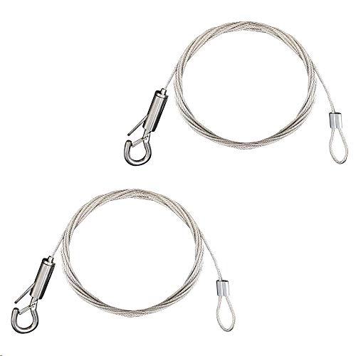 KINDPMA 2pcs Cable de Colgar de Acero Inoxidable 2M 1,5mm Alambre Trenzado Acero Cuerda Revestida Colgantes Ganchos para Colgar Marco de Imagen Ropa Cuadros Soporte 30Kg