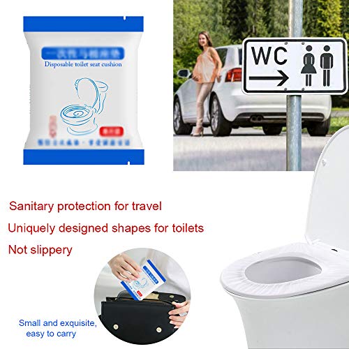 KINDPMA 50pcs Fundas Desechables Inodoro con Borde Elástico Fundas Baño WC Cubiertas para Asientos Papel Protector WC Desechable Impermeable Antibacteriano para Hospital Viaje Aeropuerto Hotel