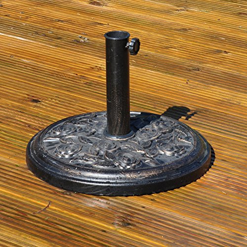 Kingfisher Cast Iron Effect Parasol sombrilla 9 kg, Base Redonda, Efecto Hierro Fundido, 45x45x32.5 cm