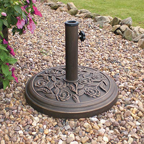 Kingfisher Cast Iron Effect Parasol sombrilla 9 kg, Base Redonda, Efecto Hierro Fundido, 45x45x32.5 cm