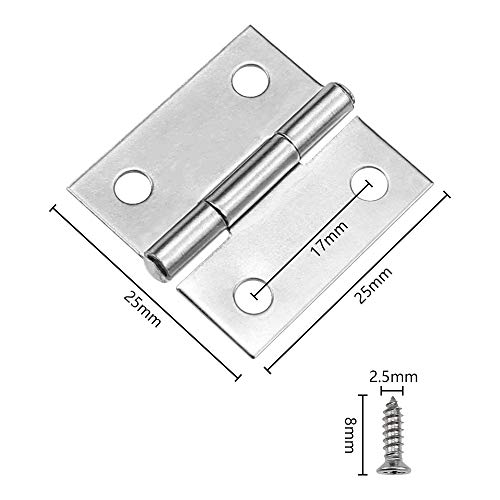 KingYH 30 Piezas Mini Bisagras 25mm Conectores de Bisagras de Acero Inoxidable con Tornillos para Caja de Madera Gabinete de Muebles en Miniatura Joyeros