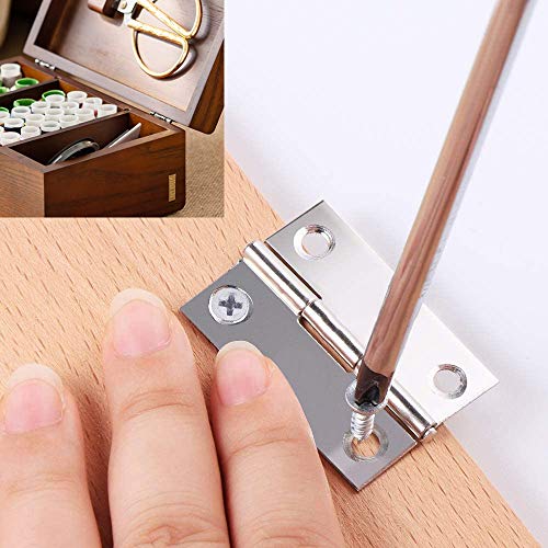 KingYH 30 Piezas Mini Bisagras 25mm Conectores de Bisagras de Acero Inoxidable con Tornillos para Caja de Madera Gabinete de Muebles en Miniatura Joyeros