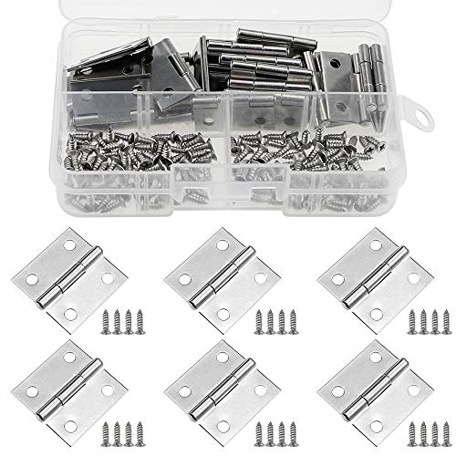 KingYH 30 Piezas Mini Bisagras 25mm Conectores de Bisagras de Acero Inoxidable con Tornillos para Caja de Madera Gabinete de Muebles en Miniatura Joyeros