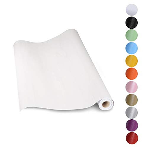 KINLO Papel Pintado Pared Blanco 0.61*5M per Rollo Autoadhesivo Dormitorio Moderno de PVC para Decorar y Proteger , Pegatina para Muebles/Cocina/Baño/Sala/Habitación, a Prueba de Agua de Moho