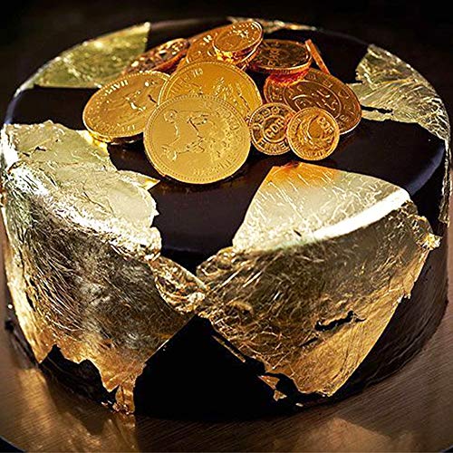 KINNO Pan de Oro Comestible 10 hojas 4.33x4.33cm Lámina de Oro Auténtico para Cocinar Pasteles & Chocolates Decoración Salud & Spa