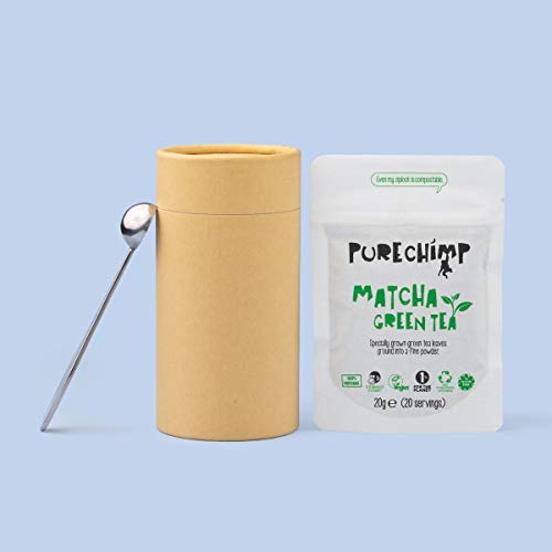 Kit Básico Matcha y Batidor/Set de Té PureChimp Matcha – Batidor de Bambú Japonés Tradicional + 20g Té Verde Matcha Premium + Cuchara medidora - Libre de Pesticidas