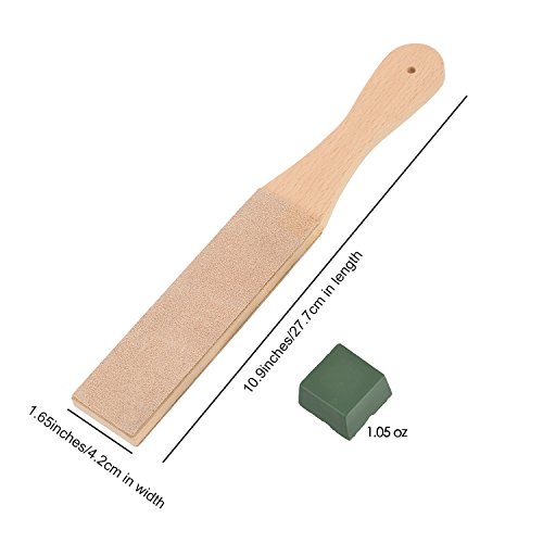 Kit de Asentador de Cuero DIY de 4 Piezas, Suavizador de Doble Cara de Madera de 1,65 Pulgadas de Ancho con 3 Piezas 1,06 Oz de Compuestos de Pulido