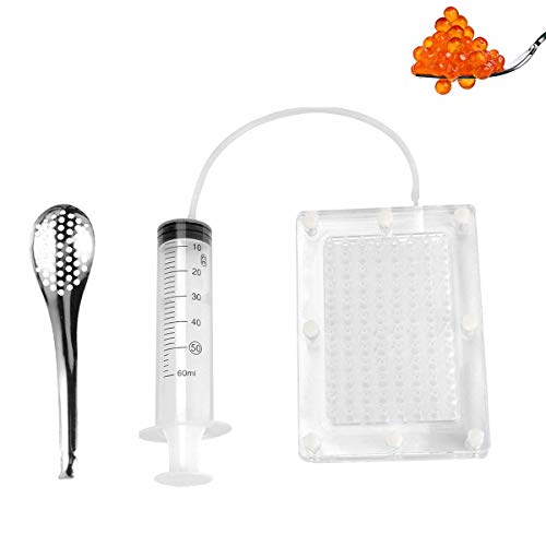 Kit de cocina molecular, kit de cocina molecular, acrílico, 96 agujeros, kit de herramientas para hacer caviar, con jeringa y cuchara para gastronomía molecular