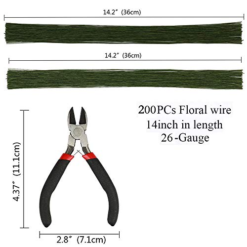 Kit de herramientas de arreglos florales, cinta para flores de calibre 26 en color verde y marrón, alambre para tallos y cortador de alambre, suministros de flores para bodas