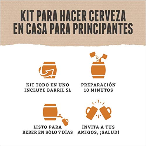 Kit para elaborar Cerveza Artesanal IPA en Casa 5L - Producto de Alemania - Disfruta tu Cerveza en sólo 7 días - Regalos Originales para Hombre - Brewbarrel Braufässchen