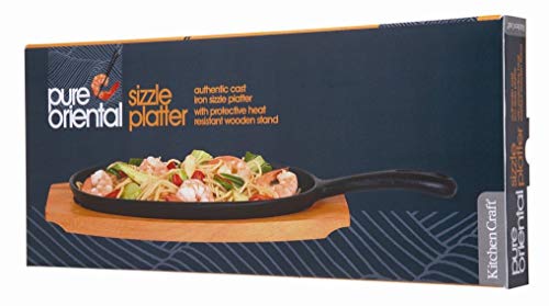 Kitchen Craft Flavors Plato Oriental de Chisporroteo de Hierro, Madera, Negro, 37x37x4 cm