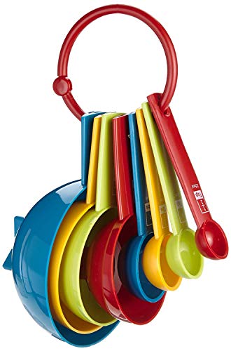 Kitchen Craft Miniamo Brights - Juego cucharas y Tazas medidoras (8 Piezas)