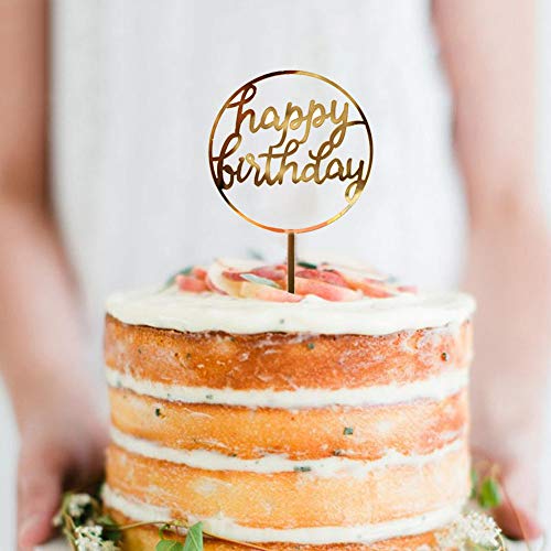Kitchen-dream 12 Piezas Feliz cumpleaños Cake Topper Acrílico Cupcake Toppers Decoración del Partido Decoración de Pastel de acrílico Brillo, Decoraciones de Boda