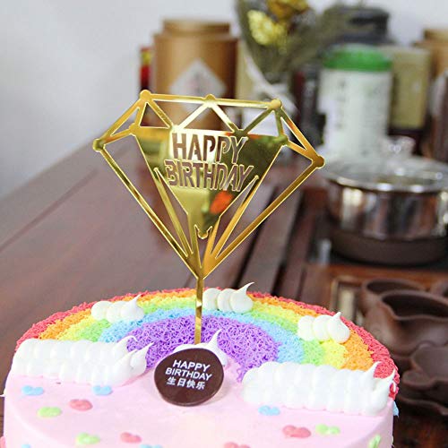 Kitchen-dream 12 Piezas Feliz cumpleaños Cake Topper Acrílico Cupcake Toppers Decoración del Partido Decoración de Pastel de acrílico Brillo, Decoraciones de Boda