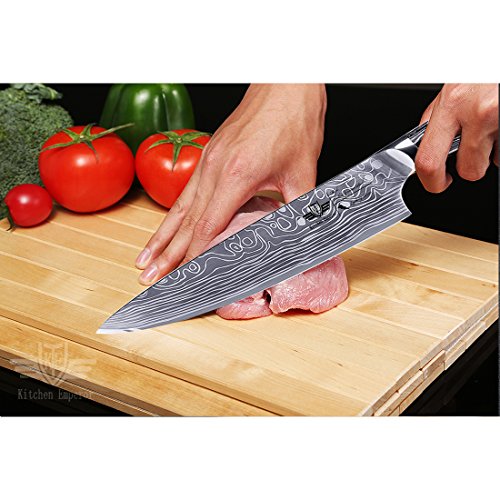 Kitchen Emperor Cuchillo de Cocina, Profesional Cuchillo de Cocinero,Acero al Carbono Inoxidable de Alta Calidad, 20 cm para Cocina