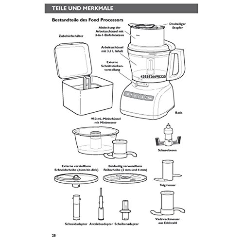 KitchenAid 5KFP1335 - Robot de cocina (Rojo, 7.8 kg, 280 mm, 260 mm, 50/60 Hz, 220-240 V)