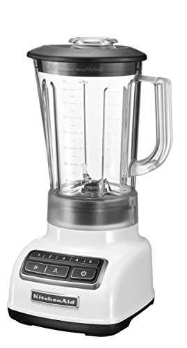 KitchenAid 5KSB1565EWH - Licuadora (1,75 L, 2000 RPM, 11500 RPM, Botones, Batidora de vaso, Negro, Transparente, Blanco)