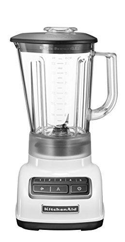 KitchenAid 5KSB1565EWH - Licuadora (1,75 L, 2000 RPM, 11500 RPM, Botones, Batidora de vaso, Negro, Transparente, Blanco)