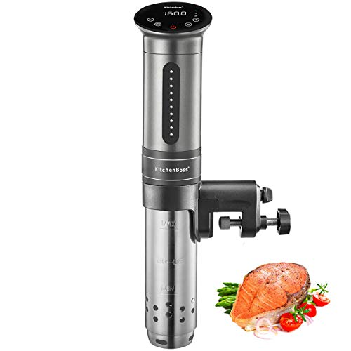 KitchenBoss Sous Vide Aparato de Cocina Precisión 1100W Inmersión a Prueba de Agua IPX7 Circuladores Control de Temperatura de Precisión Temporizador Digital Incluido 10 Bolsas Envasado al Vacío