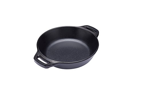 Kitchencraft Mini fundido iron-look servir olla con asas, 15 cm (6 ') – Fuente de horno (estilo redondo, melamina, negro, 19,5 x 15 x 3,5 cm