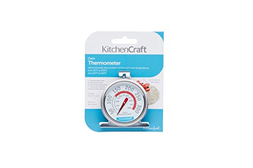 Kitchencraft Termómetro para horno 50ºC a 300ºC, Acero, Plateado, 4.3x6.6x8 cm, una unidad