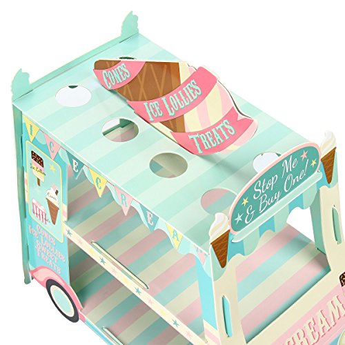 Kitchnexus - Puesto para magdalenas, helados, tartas, con 3 niveles, soporte para decoración de fiestas temáticas, diseño de furgoneta Como se muestra en la imagen