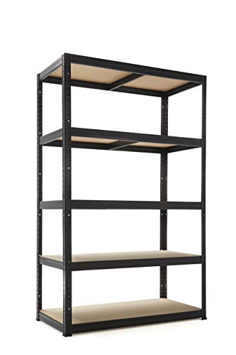 KitHome - Estanteria Almacenaje 5 Baldas, 180x120x60cm, 275Kg por Balda, Negro y MDF, MAX 5B12060275K