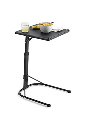 Kithome Multitable - Mesa Auxiliar Plegable con Altura Ajustable, Negro, 43x43x63/68/73cm