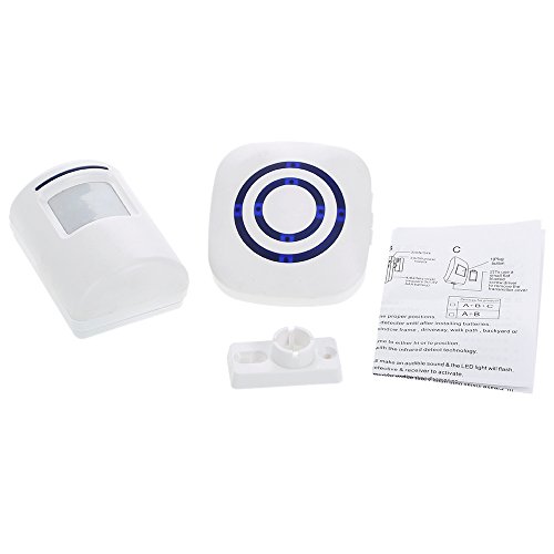 KKmoon Timbre para Puerta Inalámbrico, Sensor de Movimiento PIR, 110dB, 38 Melodías Opcionales, Volumen Ajustable, Rango de Detección por Infrarrojos Aproximadamente 7 Metros, Avisador de Presencia