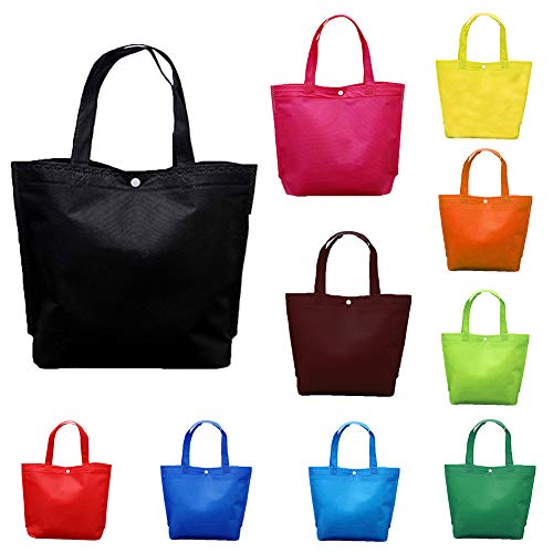 KKSB Bolsa de Compras de botón Plegable Reutilizable de Calidad catalogada Bolsa de Tela Duradera no Tejida Bolsa de Almacenamiento Bolsa Verde S Verde Claro