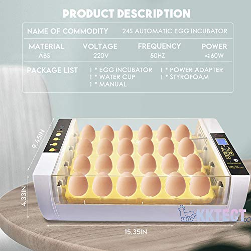 KKTECT Incubadora de 24 Huevos Incubadora Automática Integrada Incubadora Termostática Incubadora casera de Aves de Corral de Laboratorio Pollo Ave Huevo Incubadora