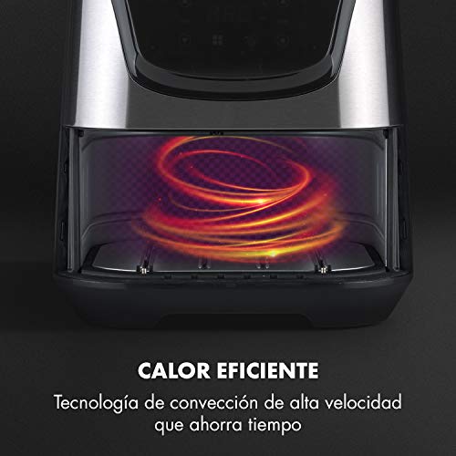 Klarstein Aero Vital deluxe - Freidora de aire caliente, Freidora, 1700 Watt, 5,4 litros, Pantalla LCD táctil, 8 programas, Acero inoxidable, Termostato, Programable, Bajo consumo, Plateado