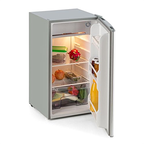 Klarstein Alleinversorger Nevera congelador - Clase A+, Control de Temperatura 5 Niveles, Bisagra Puerta Intercambiable, Nevera: 90 L, Congelador: 7 L, Puerta de Acero Inoxidable, Plata