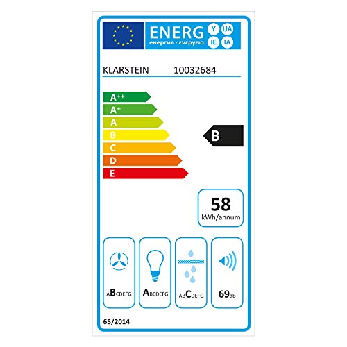 Klarstein Annabelle 60 Campana extractora - Extractor de humos de pared, Absorción y ventilación, Rendimiento de 650 m³/h, 230 W, Iluminación LED, Acero inoxidable, Panel táctil, Blanco