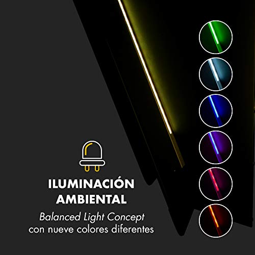 Klarstein Aurora Eco - Campana extractora, 550 m³/h, Bajo Consumo, Eco Excellence, Display LED, Balanced Light Concept , 3 Niveles, Diseño Compacto, Clase fluidodinámica A++, Negro