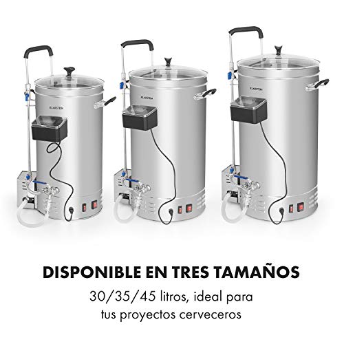 Klarstein Brauheld Pro caldero de mosto - olla de cocción de cerveza, 30 litros, 100-2500 W, MemoryBrew: 11 pasos programables, temporizador: 1-99 min, de 30 a 100 °C, Acero inoxidables 304