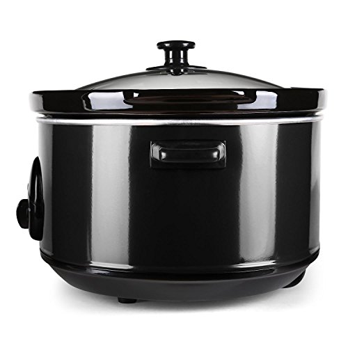 Klarstein Bristol 65 - Olla de cocción Lenta, Olla Lenta, 6,5 litros, cazuela Desmontable de cerámica, Exterior de Acero Inoxidable, Tapa de Vidrio, 300 W, 2 Niveles de Temperatura, Negro