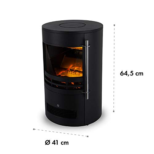 KLARSTEIN Brixen Chimenea eléctrica Llama simulada - Chimenea electrónica, 900/1800 W, Luces de Fondo LED, Termostato, InstaFire, Protección anticalentamiento, Efecto Llama en 3D, Negro