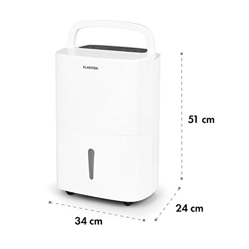 Klarstein DryFy 20 Deshumidificador de Aire - Secado de ambientes Secos, 20 L/día, Humedad programable, Temporizador, 420 W, Espacio Ideal: 40-50 m², Silencioso, Depósito: 5L, Filtro, Blanco