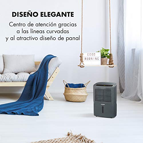 Klarstein DryFy10 Deshumidificador de Aire - Secador reformas, 240 W, 10 L/día, Espacio Ideal: 15-20 m² (50 m³), Filtro Nylon, Modo silencioso, Antracita