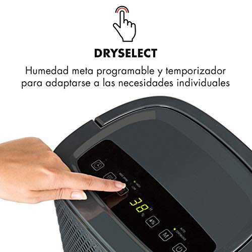 Klarstein DryFy10 Deshumidificador de Aire - Secador reformas, 240 W, 10 L/día, Espacio Ideal: 15-20 m² (50 m³), Filtro Nylon, Modo silencioso, Antracita