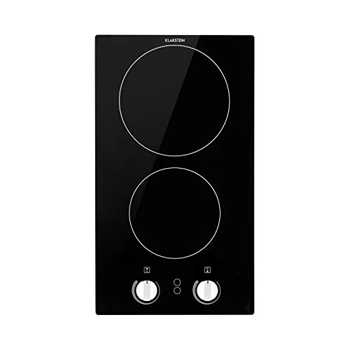 Klarstein EasyCook Domino palca de cocina cerámica - encastrable, sin bordes, 29 cm, 2 zonas, 3000 W, regulador giratorio, luces de control, vidrio tintado, negro